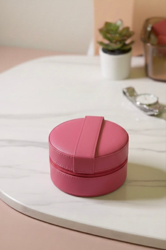 Round Velvet Jewellery Travel Organiser Box