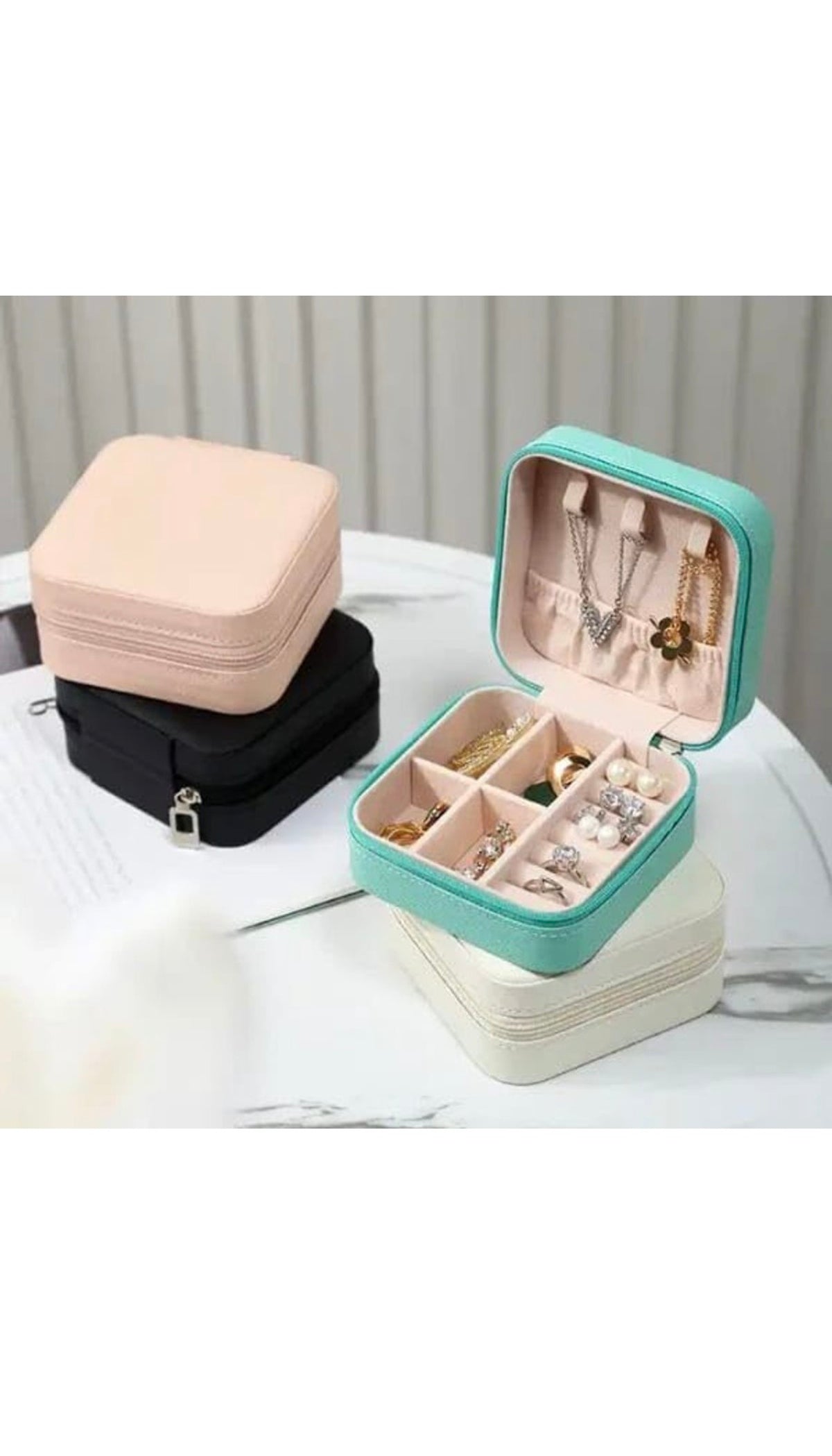Square Velvet Jewellery Travel Organiser Box