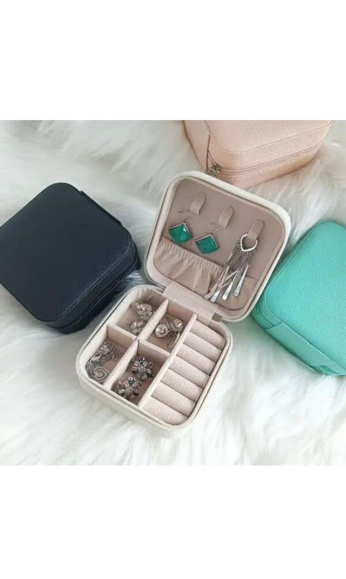 Square Velvet Jewellery Travel Organiser Box