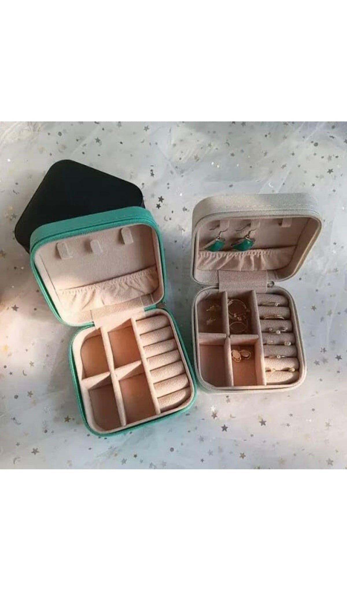 Square Velvet Jewellery Travel Organiser Box