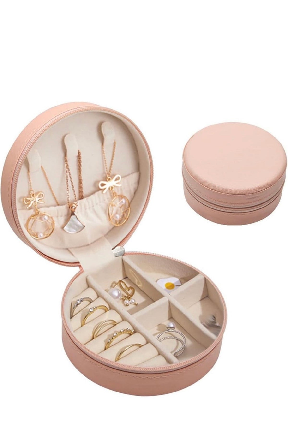 Round Velvet Jewellery Travel Organiser Box