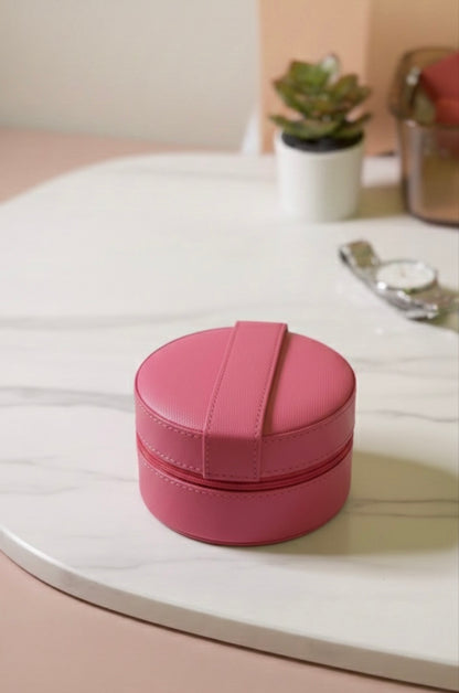 Round Velvet Jewellery Travel Organiser Box