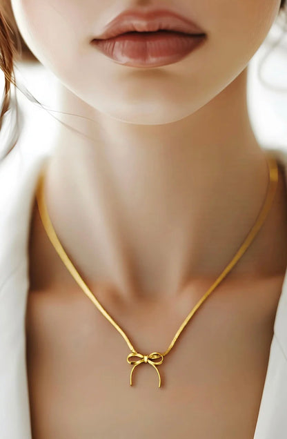 Aria Silk Bow Necklace