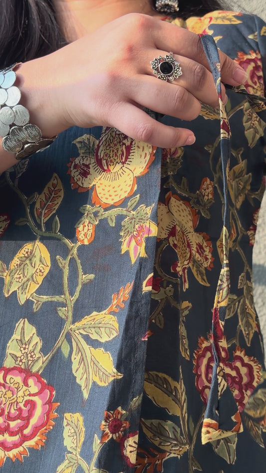 Meera Blue Angrakha Short Kurti